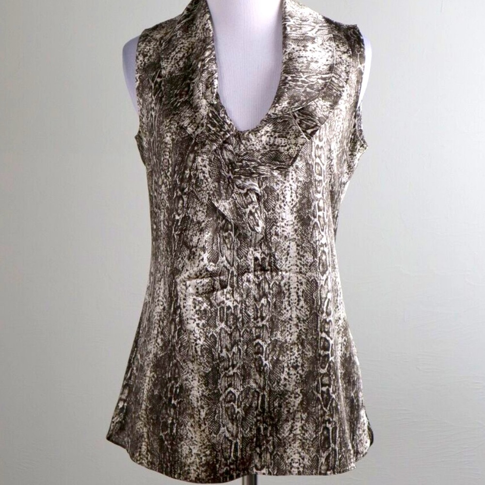 ELI TAHARI - Brown Python Silk Blouse - XL